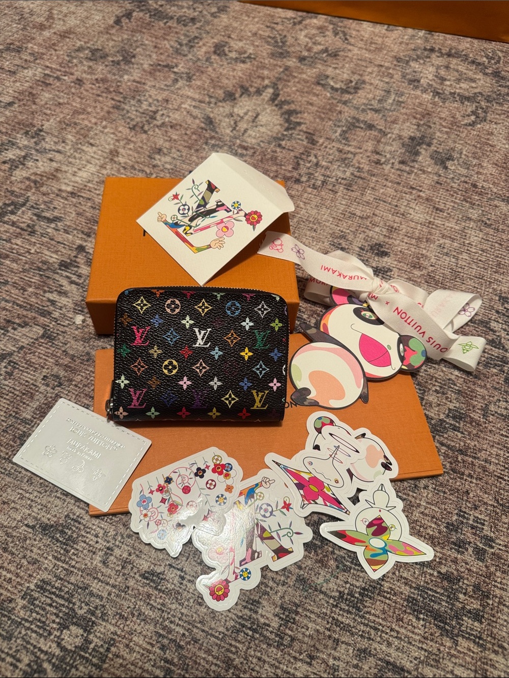 Louis Vuitton Black Multicolor Monogram Compact Zip Card Holder